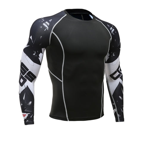 Wolf 3D Printed T-shirt Compression Tights Men Fitness Running Shirt Breathable Long Sleeve Sports Rashgard Gym Cycling Clothing