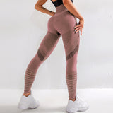 NORMOV Fitness Leggings Women Seamless High Waist Push Up Leggins Black Hollow Out Breathable Quick-drying Workout Femme Jegging