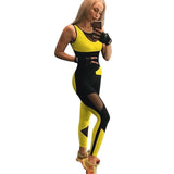 SALSPOR Women Sexy Fitness Yoga Suit Mesh Patchwork Backless Sports Jumpsuit Gym Training Clothes Female Ensemble Sport Wear