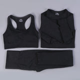 2/3/5PCS Seamless Women Yoga Set Workout Sportswear Gym Clothing Fitness Long Sleeve Crop Top High Waist Leggings Sports Suits