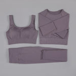 High Waist Seamless Yoga Set Long Sleeve and Tank Top options