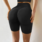 Slim Fit High Waist Sport Shorts Hip Push Up Women Gym Plain Soft Nylon Fitness Running Shorts Tummy Control Workout Gym Shorts