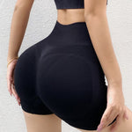 Slim Fit High Waist Sport Shorts Hip Push Up Women Gym Plain Soft Nylon Fitness Running Shorts Tummy Control Workout Gym Shorts